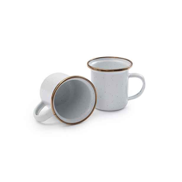 Smaltované espresso šálky 2 ks –  smetanová se sedlinou