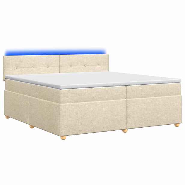 vidaXL Postel boxspring s matrací s čelo Krémová 200 x 200 cm Textil