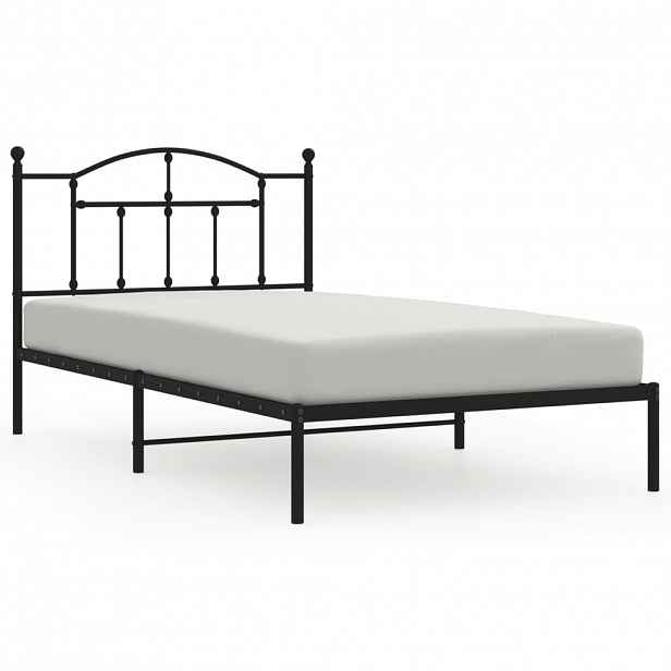 vidaXL Kovový rám postele s čelem černý 107 x 203 cm