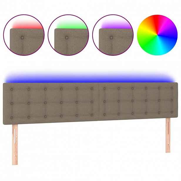 vidaXL Čelo postele s LED taupe 200x5x78/88 cm textil