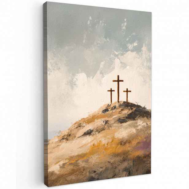 MuchoWow OBRAZ NA PLÁTNĚ Hills - Abstrakt - Křesťanství - Cross 20x30 cm
