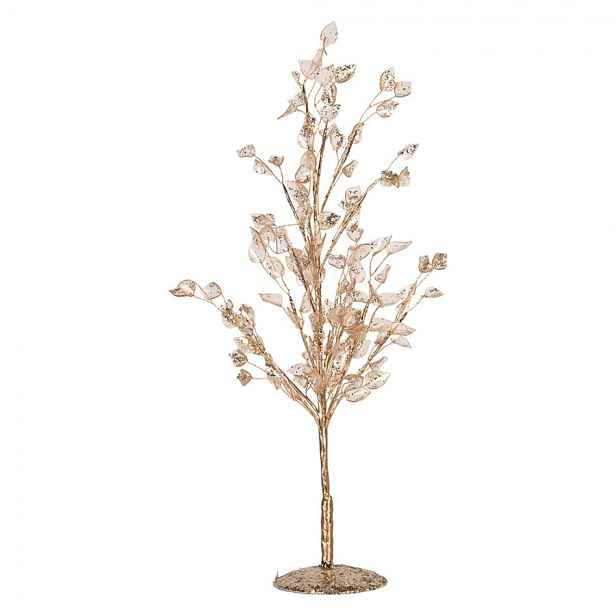 Zlatý vánoční stromeček s lístky a třpytkami - 9*9*45 cm Clayre & Eef