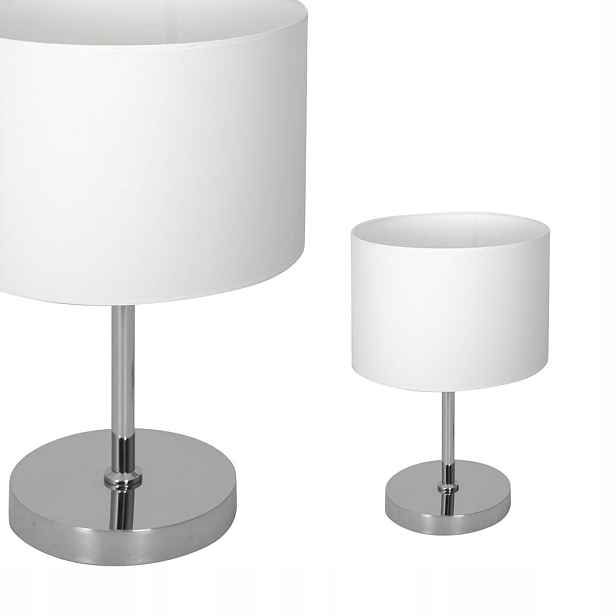 Stolní lampa noční chrom bílá s stínítkem do ložnice obývacího pokoje 40 cm Milagro