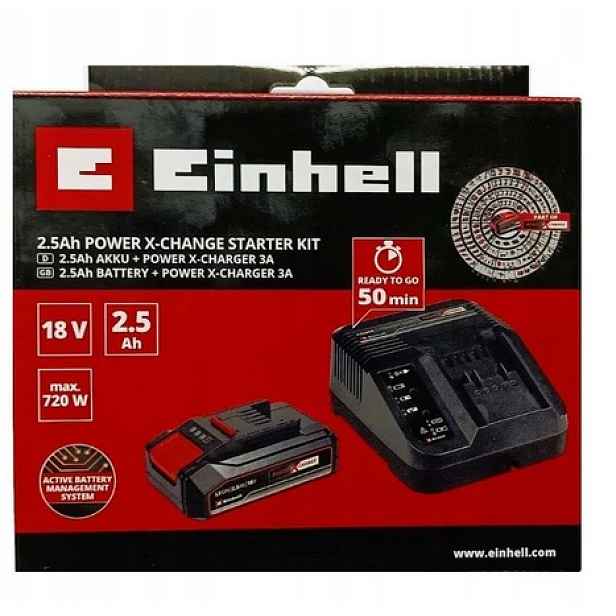 N8 Einhell Akumulátor 2,5 Ah nabíječka Power X-charger 3A