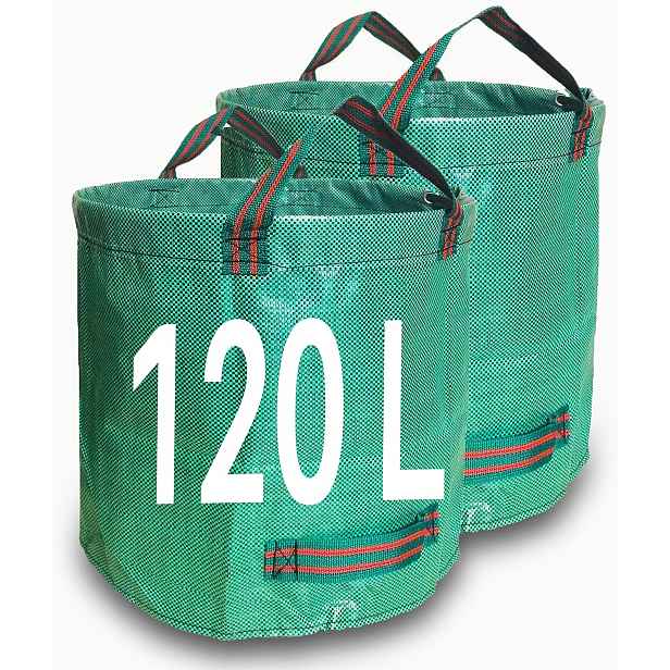 TEMU (120L x 2) Zahradní odpadkový pytel, zesílený typ, opakovaně použitelný zahradní pytel s , vyrobený z průmyslové tkaniny, pro listí, odpadky,
