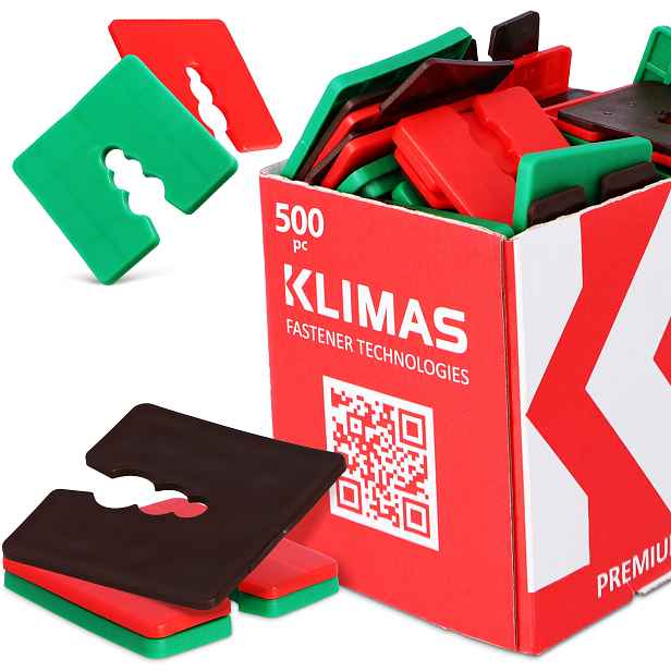 500 x Distanční Podložky 2-4 mm Vyrovnávací šrouby oken Montážní Klíny D4