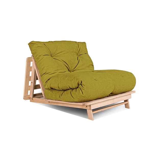 MarLiving Rozkládací futonové křeslo LAYTI 01 90 cm z masivu/zelené