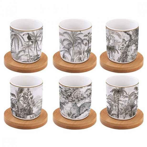 "Retro Jungle" sada 6 šálků s podšálky, 70 ml, vyrobeno z porcelánu -