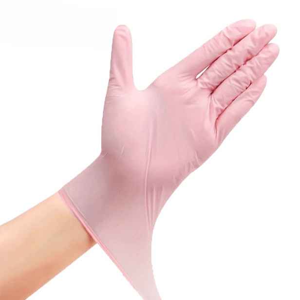 TEMU Světle růžové kompozitní PVC nitrilové jednorázové rukavice, velikosti S/M/L pro různé velikosti rukou, flexibilní pro domácí práce. Prášení