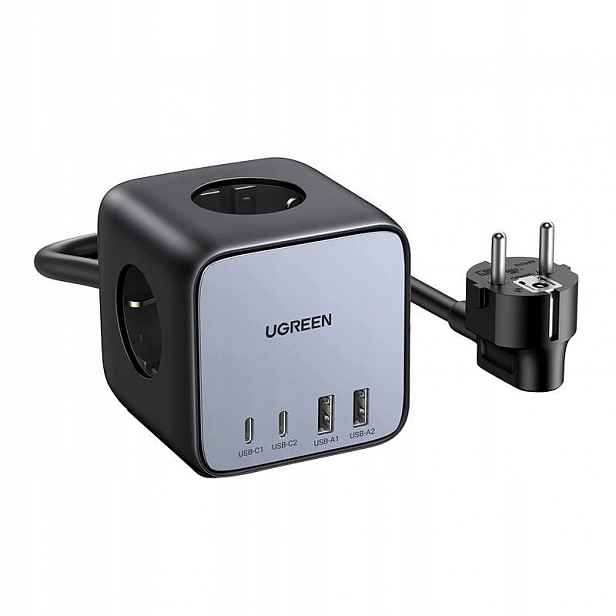 Zásuvková lišta Eu Ugreen CD268, 65 W, 1.8 m (černá)