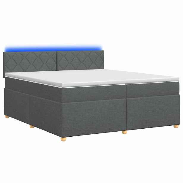 vidaXL Postel boxspring s matrací Tmavě šedá 200 x 200 cm Textil