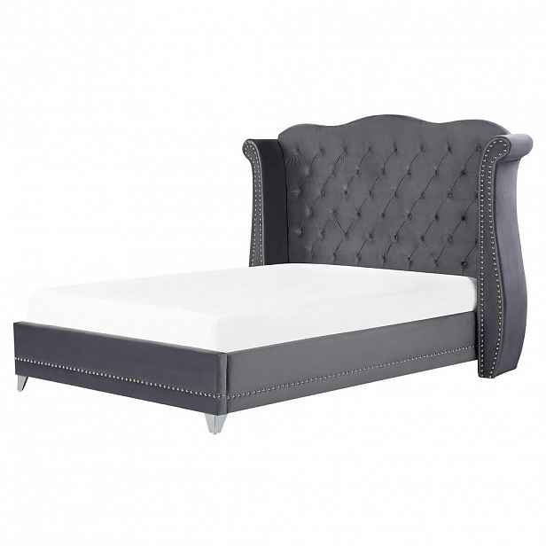 Beliani ČALOUNĚNÁ POSTEL 160/200 cm Šedá Ayette