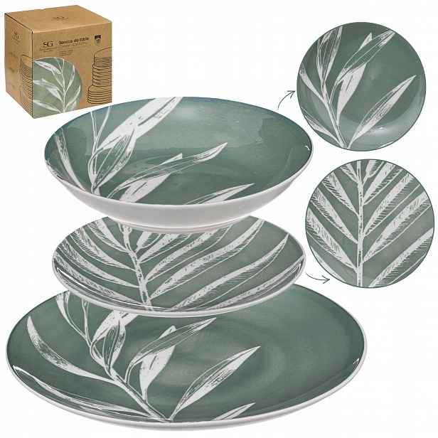 Set jídelní servis Pro 6 Osob Green Harmony stolní nádobí talíře