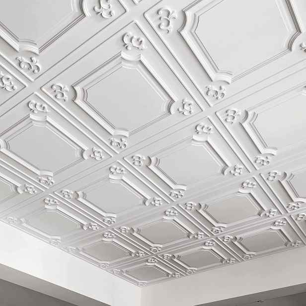 Stropní dlaždice Pvc 12 Kusů Extrudované akustické 605x605 mm bílé