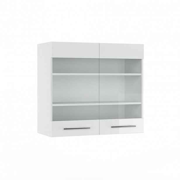 Vicco SKLENĚNÁ KUCHYŇSKÁ SKŘÍŇKA Fame-Line Bílá vysoký lesk 80 cm