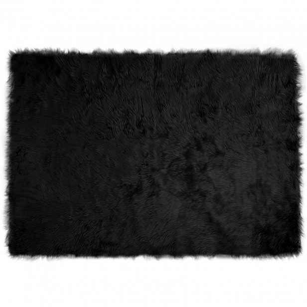 vidaXL Koberec z umělé ovčí kožešiny TAFALLA Černá 140 x 200 cm