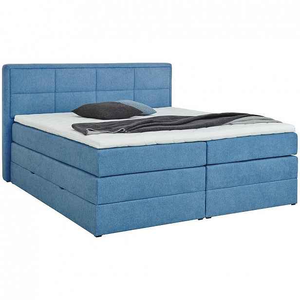 Esposa Postel Boxspring, 180/200 Cm, Dřevo, Textil, Kompozitní Dřevo, Modrá - Postele boxspring - 000298004602