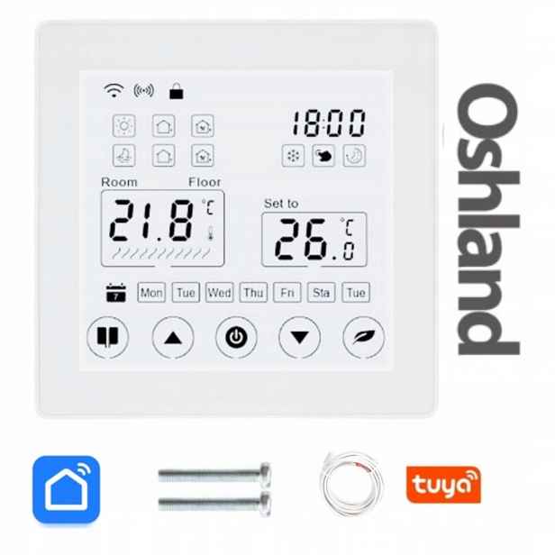 Pokojový Termostat S Dotykovým LCD Panelem 16A Wifi Tuya Podlahové Vytápění