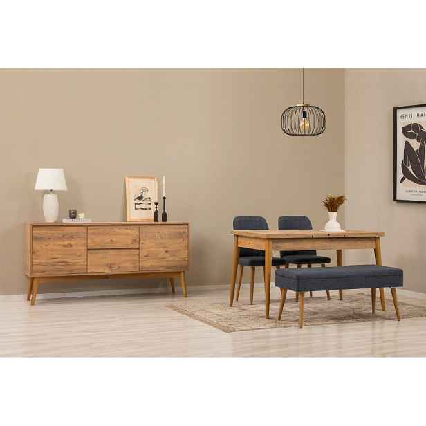 Set s rozkládacím stolem, židlemi a konzolou (5 kusů) Vina 02 1048 - Atlantic Pine, Dark Blue