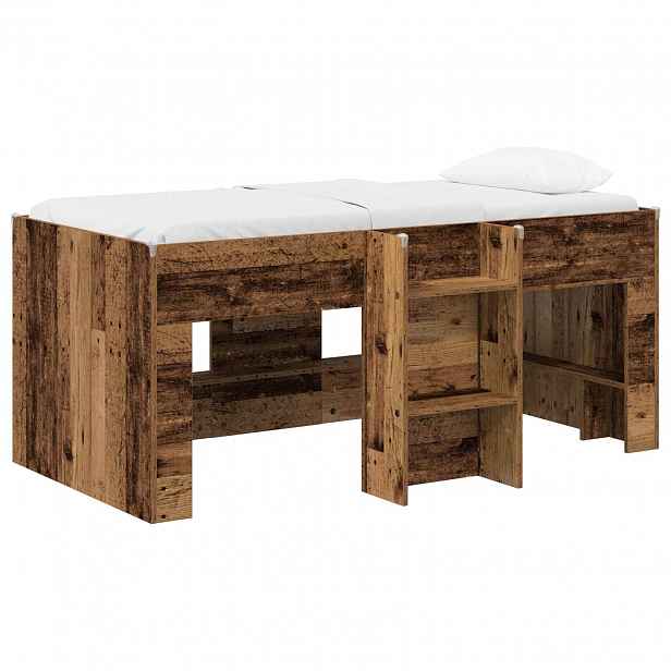 vidaXL Dětská vysoká postel Staré dřevo 80 x 160 cm Kompozitní dřevo