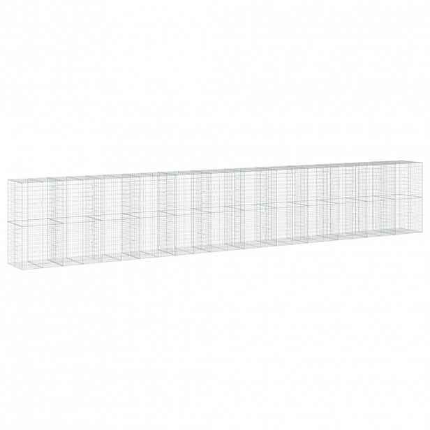 vidaXL Gabionový koš s víkem 1 200 x 100 x 200 cm pozinkované železo