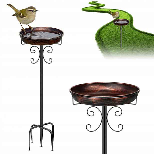 Zahradní napáječka s ptáčkem Miska na vodní zrno Vana pro ptáky 92 cm