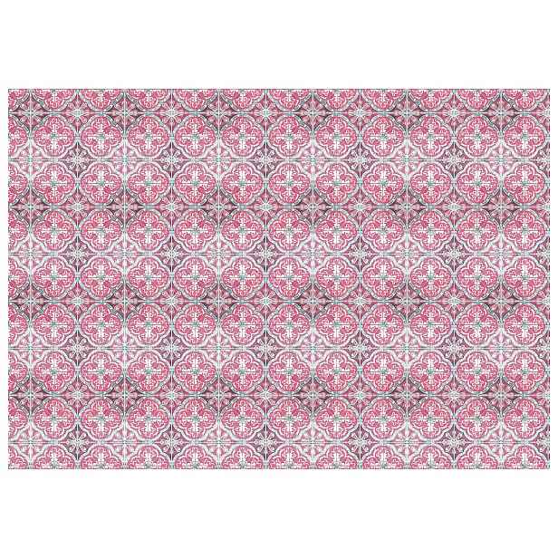 Vliesová fototapeta Růžové květy s jemným vzorem ornamentů 200x140 lepidlo