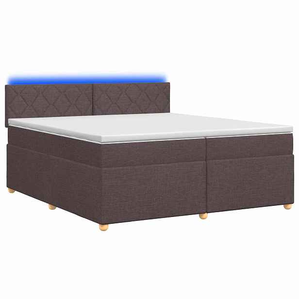 vidaXL Postel boxspring s matrací Tmavě hnědá 200 x 200 cm Textil