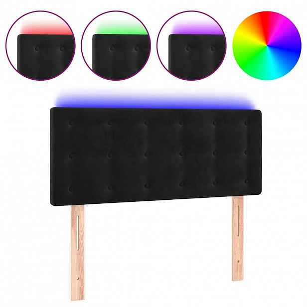 vidaXL Čelo postele s LED černé 80 x 5 x 78/88 cm samet