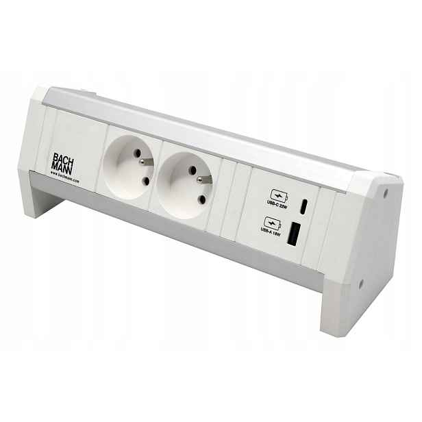 Bachmann Systém Desk 1, 2x zásuvka Cz, zdroj 22W (usb A+c), bílý (902.0295)