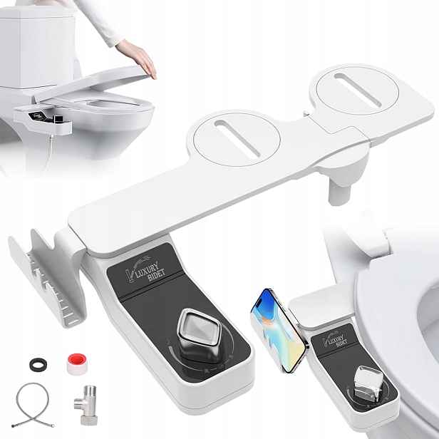 Bidetová vložka Bedee Bílá Bidet na toaletu Dvojitá tryska Abs Sada