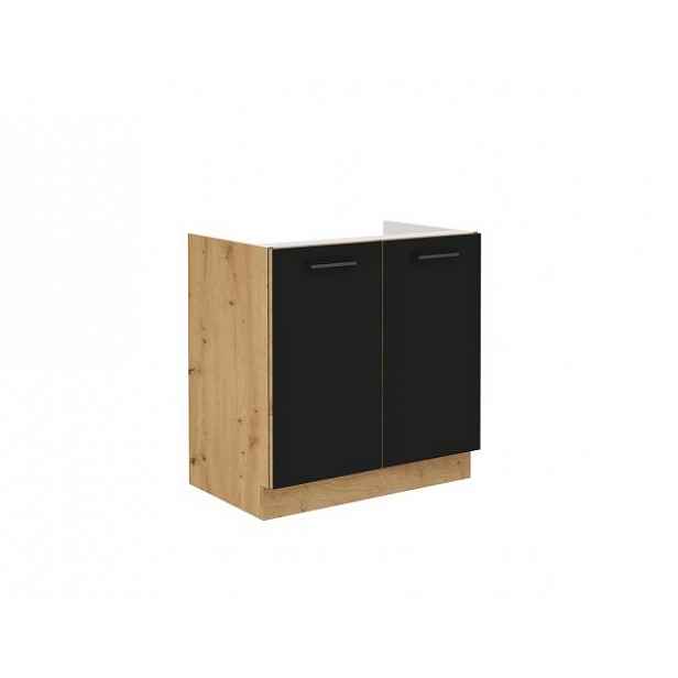 Spodní dřezová skříňka, černý mat / dub artisan, Monro 80ZL 2F BB