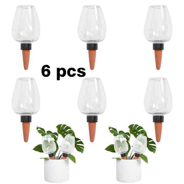 TEMU 6ks Automatických Zavlažovačů pro Rostliny, Objem 350ml, Systém Zařízení pro Zavlažování Rostlin s Pomalým Uvolňováním Terakota, Dlouhodobé