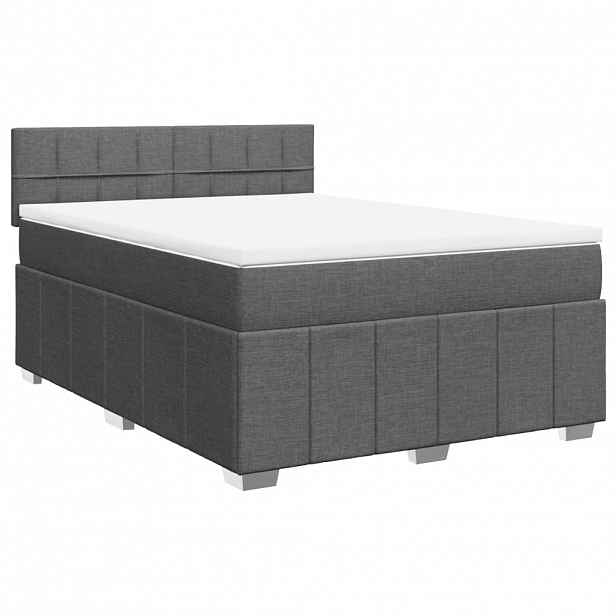 vidaXL Box spring postel s matrací tmavě šedá 140x200 cm textil