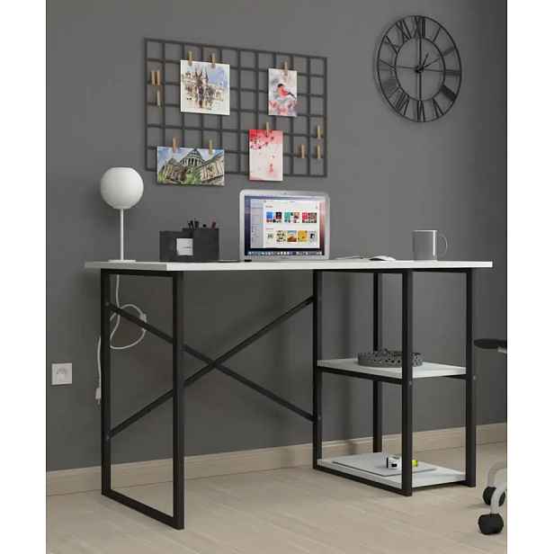 Casarredo Psací stůl s policemi 60x120 cm IRVING bílá