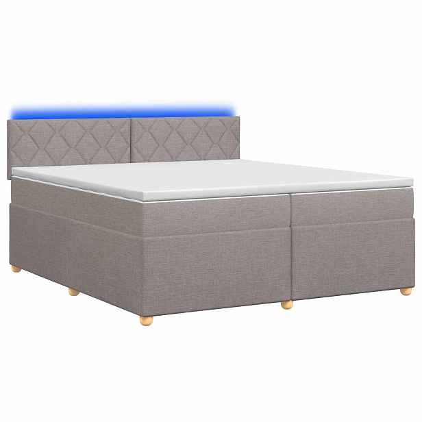 vidaXL Postel boxspring s matrací s čelo Taupe 200 x 200 cm Textil