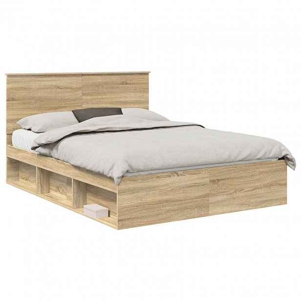 vidaXL Rám postele s čelo Sonoma dub 150 x 200 cm Masivní borové dřevo