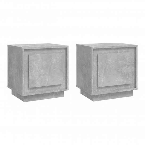 2x Noční Stolek vidaXL Šedá Betonu skříň 44x35x45 cm Industriální do ložnice