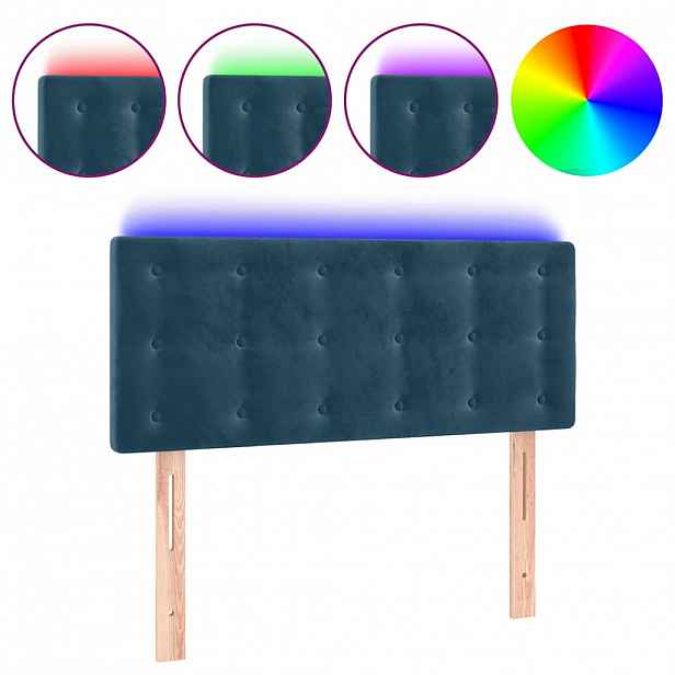 vidaXL Čelo postele s LED tmavě modré 80 x 5 x 78/88 cm samet