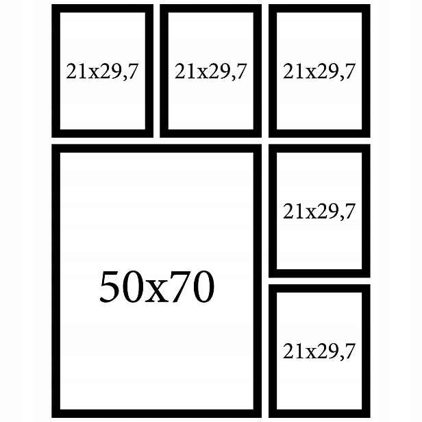 Sada fotorámečků plakáty 6 Ks multirám rámečky Černé 50x70 21x29,7
