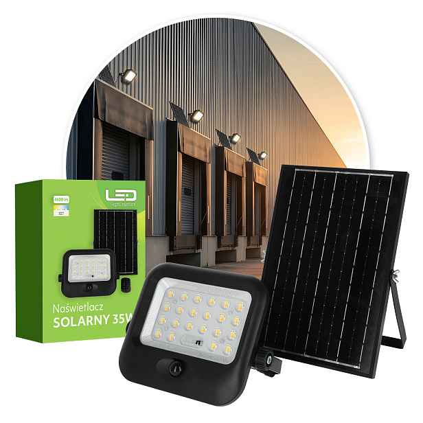 Solární Led lampa Venkovní Dálkový Ovladač Snímač 35W 3CCT IP65