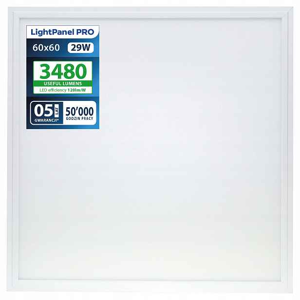 Led panel LightPanel Pro 29W 3480 lm 60x60 stropní svítidlo kazetová lampa rastrová
