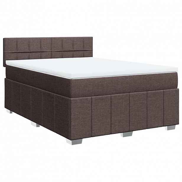vidaXL Box spring postel s matrací tmavě hnědá 140x200 cm textil