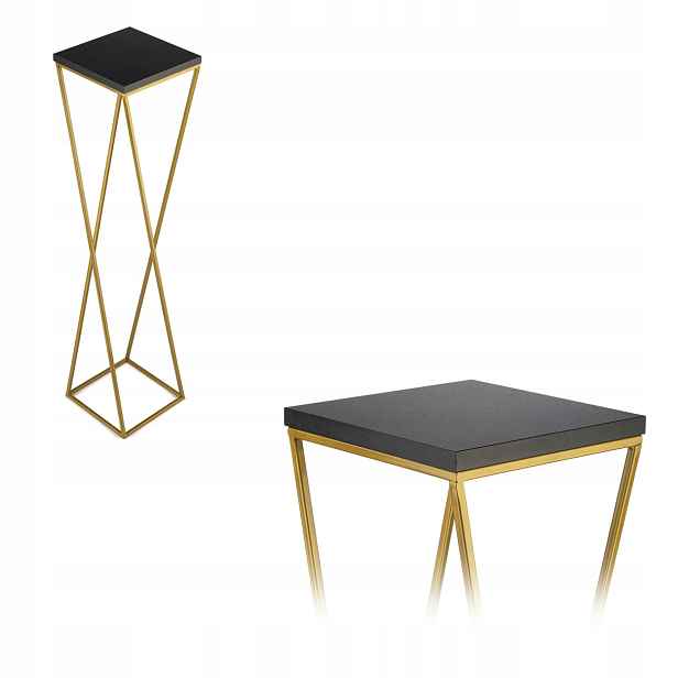 Černý Kovový Držák Na Květináč Vysoký 100 cm Mdf Deska