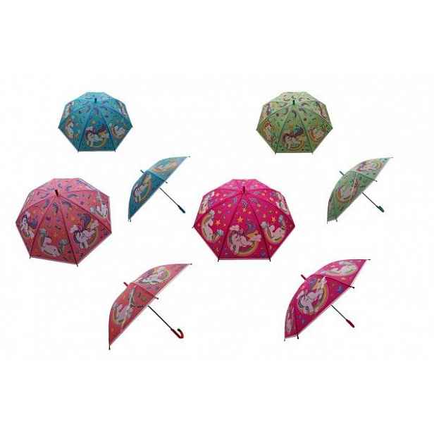 Deštník Jednorožec 66 cm vystřelovací mix barev v sáčku