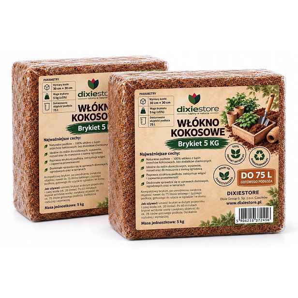 Kokosové vlákno 2 x 5 kg substrát pro kokosové brikety pro rostliny cca 150 L