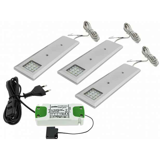 Komplet 3x Nábytková lampa Neo nad pracovní desku napájecí adaptér