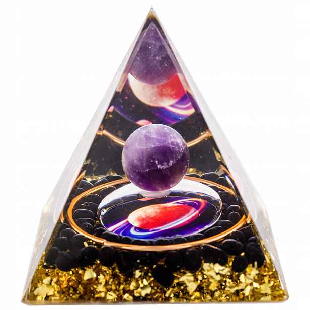 Orgonitová Pyramida Z Pryskyřice Feng Shui Zářič 5G Obsidián Čakry 6cm
