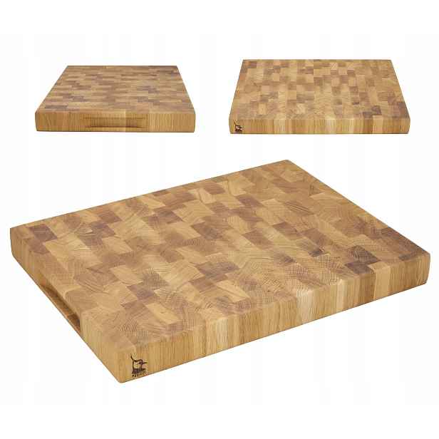 Prkénko na krájení Špalkové End Grain dubové olejované 40x30x4 Logo