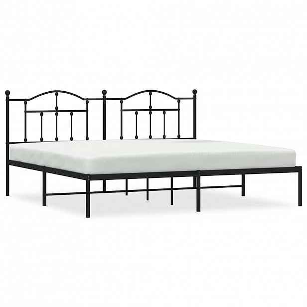 vidaXL Kovový rám postele s čelem černý 193 x 203 cm